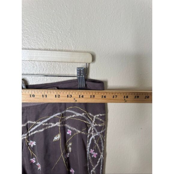 Da-Nang Pants Women Medium Brown Y2K Embroidered Floral Vintage Surplus Boho - Picture 7 of 10